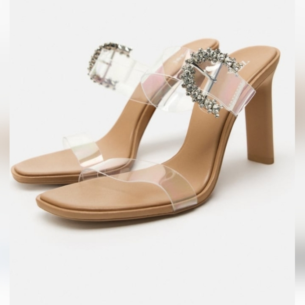 Zara High Heeled Vinyl Sandal Sz-10 - Picture 1 of 11